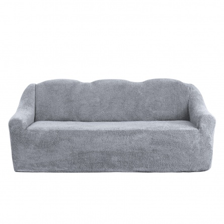 Чехол на трёхместный диван плюшевый Venera, цвет серый фото 1