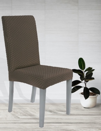 Чехлы на стулья без оборки Venera, цвет коричневый, комплект 6 штук фото 7