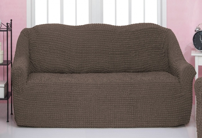 Чехол на трехместный диван без оборки Concordia, цвет коричневый фото 1