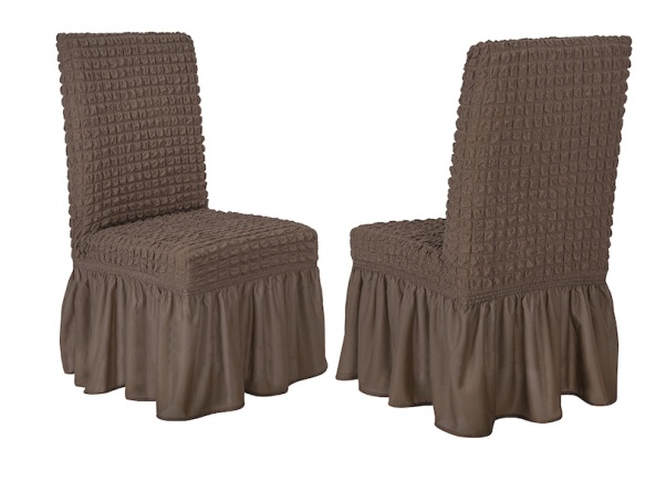 Чехлы на стулья с оборкой Venera, цвет коричневый, комплект 6 штук фото 2
