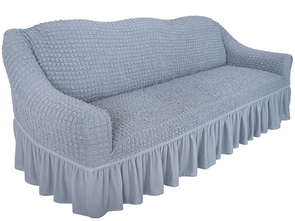 Чехол на трехместный диван с оборкой Concordia, цвет серый фото 2