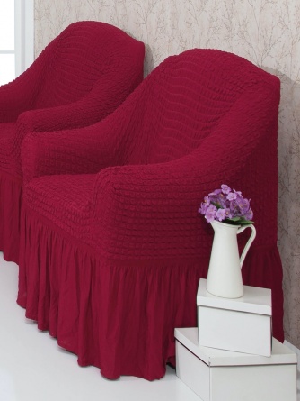 Чехол на кресло с оборкой Venera, цвет бордовый фото 4