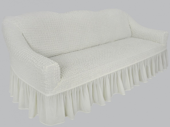 Комплект чехлов на трехместный диван и два кресла с оборкой CONCORDIA, цвет шампань фото 2