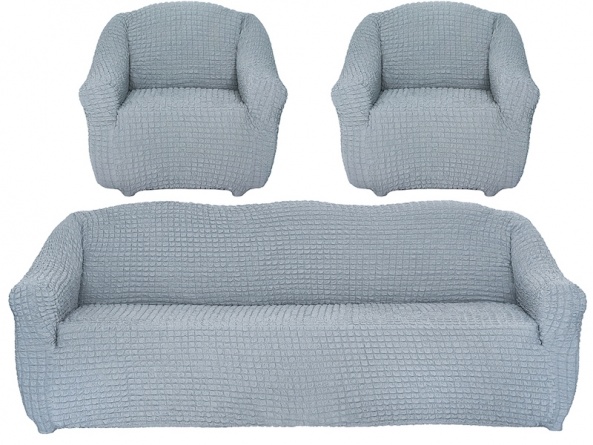 Комплект чехлов на диван и кресла без оборки Concordia, цвет серый, 3 предмета фото 8
