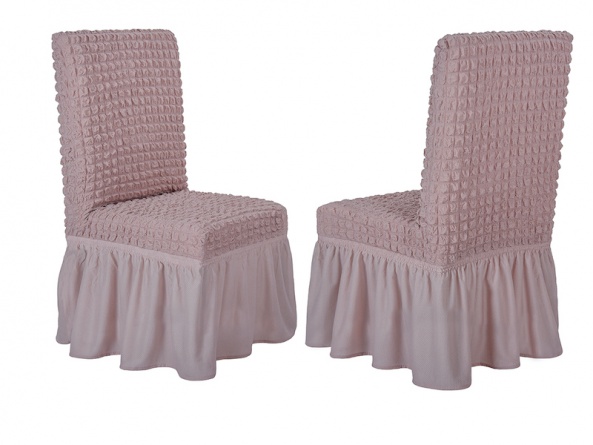 Чехлы на стулья с оборкой Venera, цвет розовый, комплект 6 штук фото 2