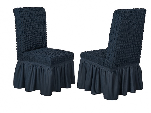 Чехлы на стулья с оборкой Venera, цвет темно-серый, комплект 6 штук фото 10