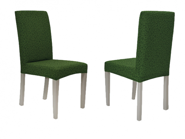 Чехол на стул без оборки Venera "Жаккард", цвет зеленый, 2 штуки фото 4