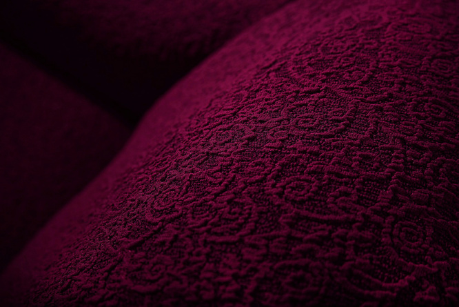 Чехол на трёхместный диван без оборки Venera "Жаккард", цвет бордовый фото 6