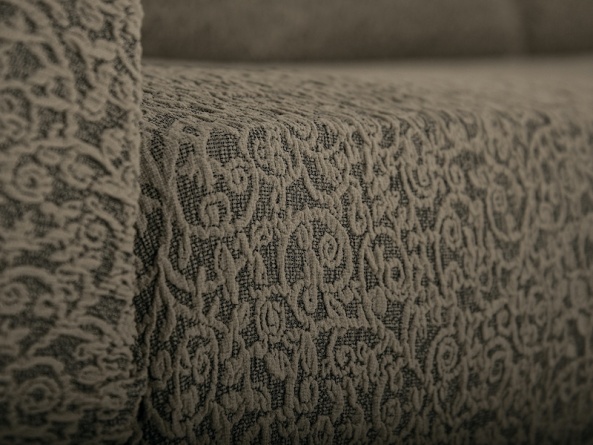 Чехол на угловой диван с оборкой Venera "Жаккард", цвет бежевый фото 6