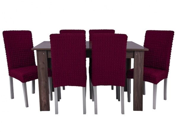 Чехлы на стулья без оборки Venera, цвет бордовый, комплект 6 штук фото 1