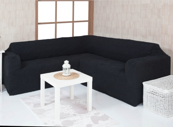 Чехол на угловой диван без оборки Concordia, цвет тёмно-серый фото 1