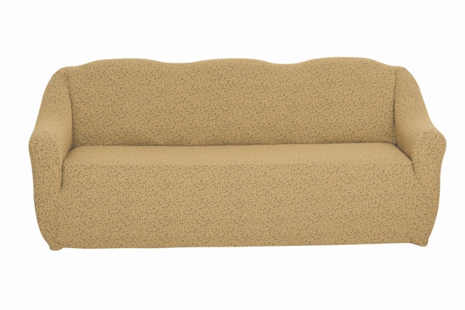 Чехол на трёхместный диван без оборки Venera "Жаккард", цвет светло-коричневый фото 1