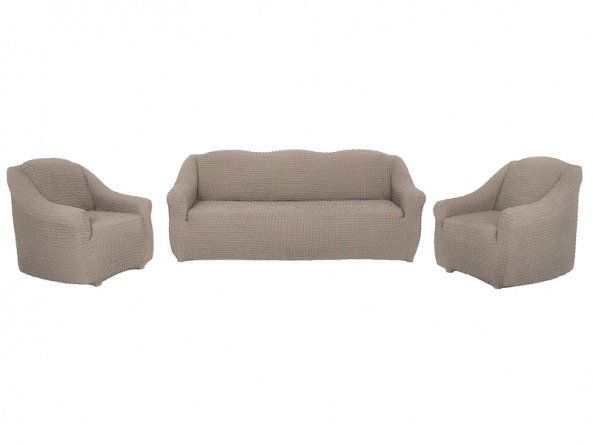 Комплект чехлов на диван и кресла без оборки CONCORDIA, цвет бежевый, 3 предмета фото 5