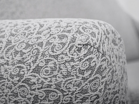 Чехол на трёхместный диван без оборки Venera "Жаккард", цвет светло-серый фото 11