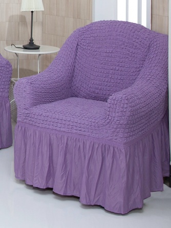Чехол на кресло с оборкой Venera, цвет сиреневый фото 3