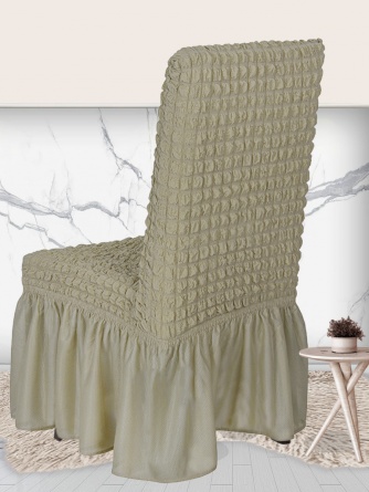 Чехол на стул с оборкой Venera, цвет светло-бежевый, 1 предмет фото 10