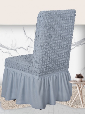 Чехол на стул с оборкой Venera, цвет серый, 1 предмет фото 6