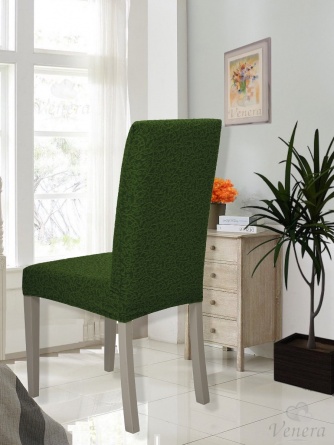 Чехол на стул без оборки Venera "Жаккард", цвет зеленый, 1 предмет фото 2