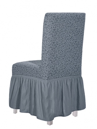 Чехлы на стулья с оборкой Venera "Жаккард", цвет серый, комплект 6 штук фото 3