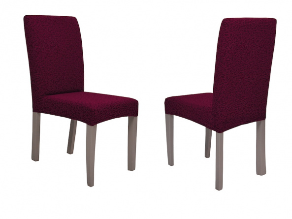 Чехол на стул без оборки Venera "Жаккард", цвет бордовый, 2 штуки фото 1