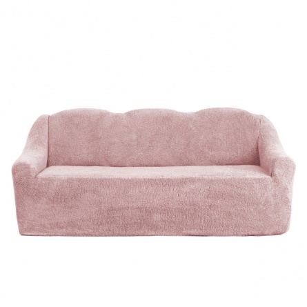 Чехол на трёхместный диван плюшевый Venera, цвет розовый фото 1