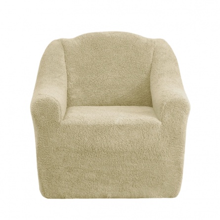 Комплект чехлов на трехместный диван и два кресла плюшевый Venera, цвет светло-бежевый фото 4