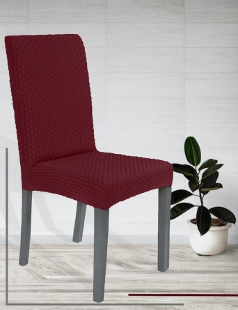 Чехлы на стулья без оборки Venera, цвет бордовый, комплект 6 штук фото 8