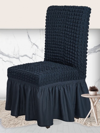 Чехол на стул с оборкой Venera, цвет темный-серый, 1 предмет фото 1