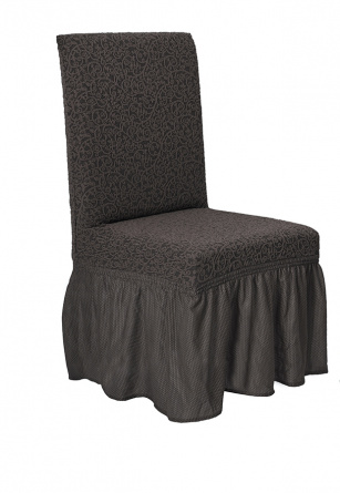 Чехол на стул с оборкой Venera "Жаккард", цвет коричневый, 1 предмет фото 1