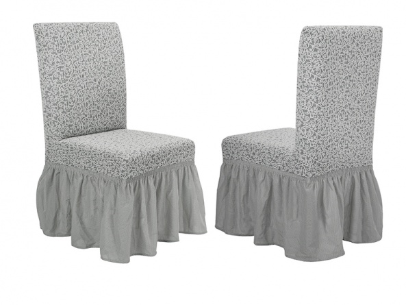 Чехлы на стулья с оборкой Venera "Жаккард", цвет слоновая кость, комплект 6 штук фото 7