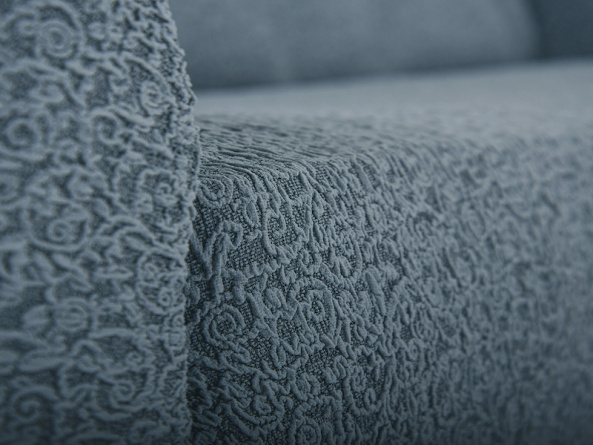 Чехол на трёхместный диван без оборки Venera "Жаккард", цвет серый фото 7