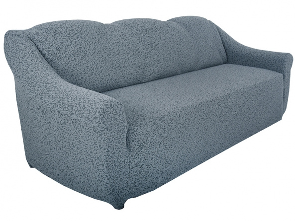 Чехол на трёхместный диван без оборки Venera "Жаккард", цвет серый фото 4