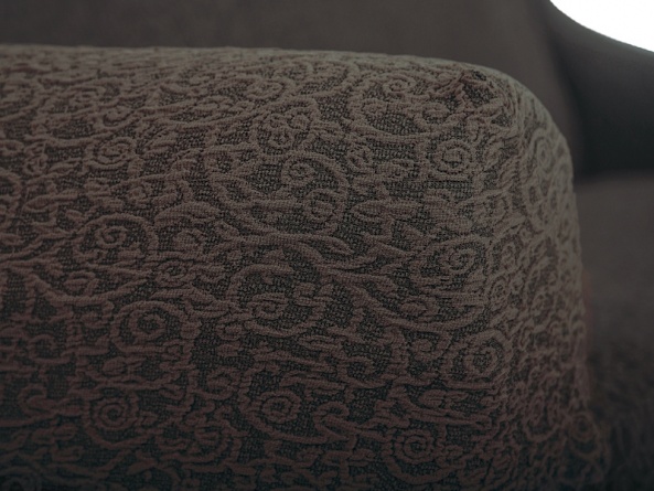 Комплект чехлов на угловой диван и кресло с оборкой Venera "Жаккард", цвет коричневый фото 4