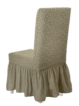 Чехол на стул с оборкой Venera "Жаккард", цвет светло-бежевый, 1 предмет фото 2