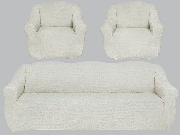 Комплект чехлов на диван и кресла без оборки CONCORDIA, цвет шампань, 3 предмета фото 3