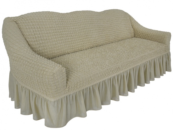 Чехол на трехместный диван с оборкой CONCORDIA, цвет светло-бежевый фото 2