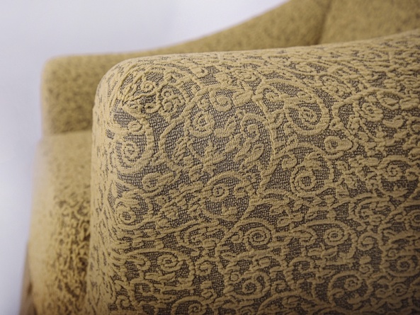 Комплект чехлов на угловой диван и кресло с оборкой Venera "Жаккард", цвет светло-коричневый фото 3
