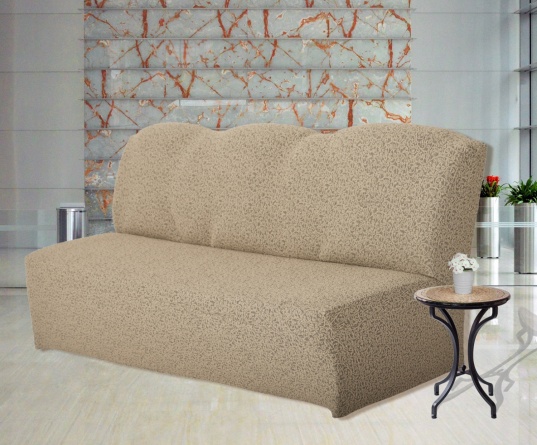 Чехол на трёхместный диван без подлокотников Venera, жаккард, цвет бежевый фото 1