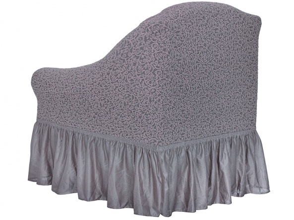 Комплект чехлов на угловой диван и кресло с оборкой Venera "Жаккард", цвет тёмно-сиреневый фото 1