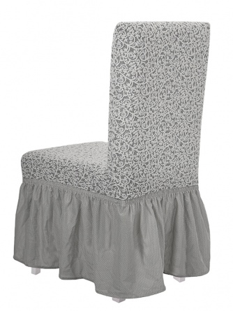 Чехлы на стулья с оборкой Venera "Жаккард", цвет слоновая кость, комплект 6 штук фото 9