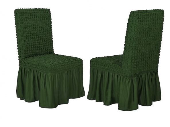 Чехлы на стулья с оборкой Venera, цвет зеленый, комплект 6 штук фото 3