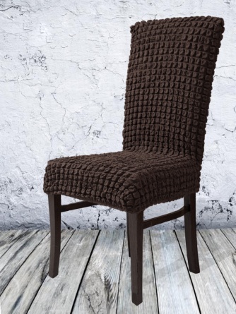 Чехол на стул без оборки Venera, цвет темно-коричневый, 1 предмет фото 4