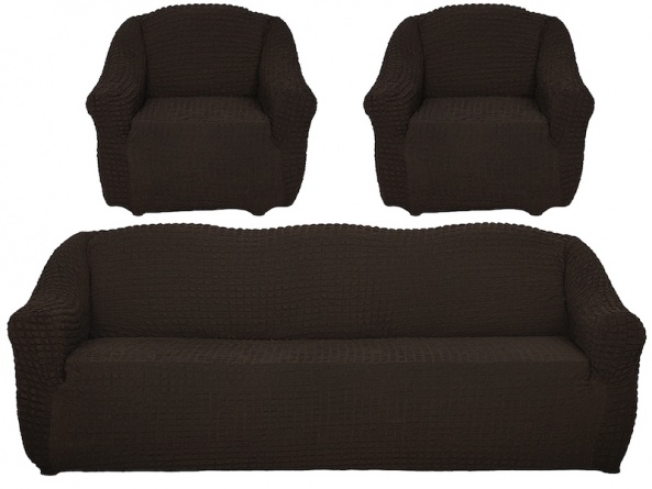 Комплект чехлов на диван и кресла без оборки Concordia, цвет тёмно-коричневый, 3 предмета фото 7