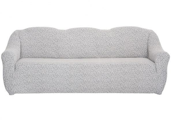 Чехол на трёхместный диван без оборки Venera "Жаккард", цвет светло-серый фото 8