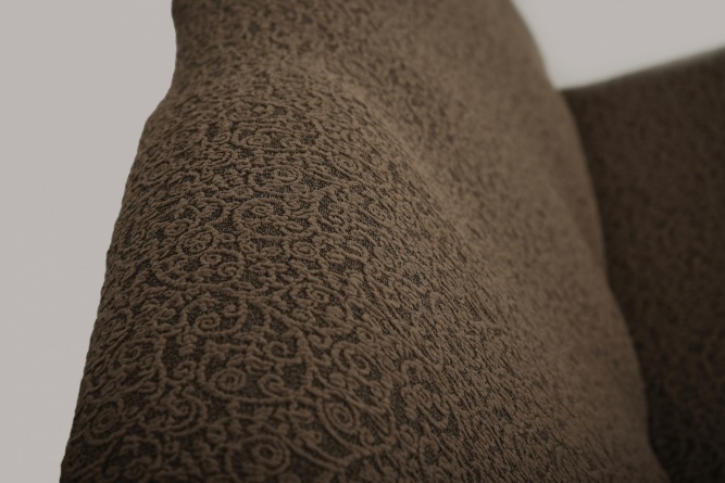 Чехол на трёхместный диван без оборки Venera "Жаккард", цвет коричневый фото 2