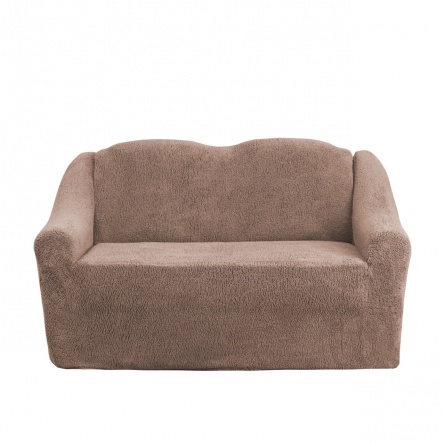 Чехол на двухместный диван плюшевый Venera, цвет коричневый фото 1