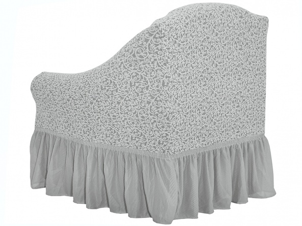 Комплект чехлов на угловой диван и кресло с оборкой Venera "Жаккард", цвет слоновая кость фото 1