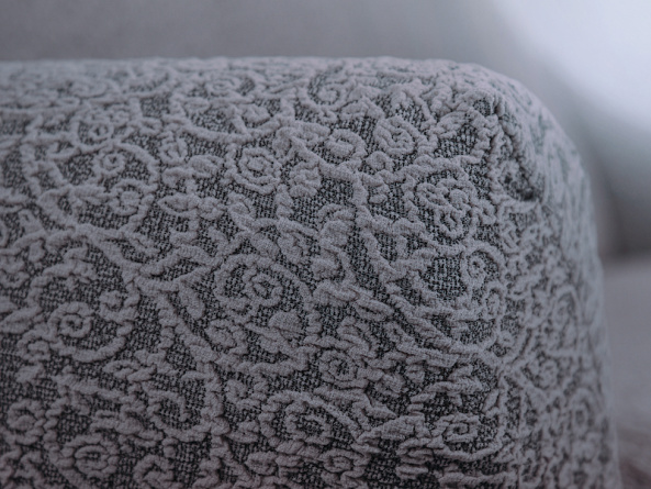 Чехол на трёхместный диван без оборки Venera "Жаккард", цвет серо-бежевый фото 4