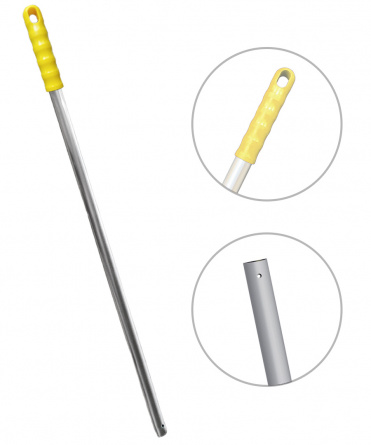 Ручка для держателя мопов без резьбы, 140 см, d=22 мм, алюминий, жёлтый, кольцо фото 1