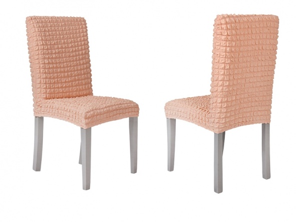 Чехлы на стулья без оборки Venera, цвет персиковый, комплект 6 штук фото 2